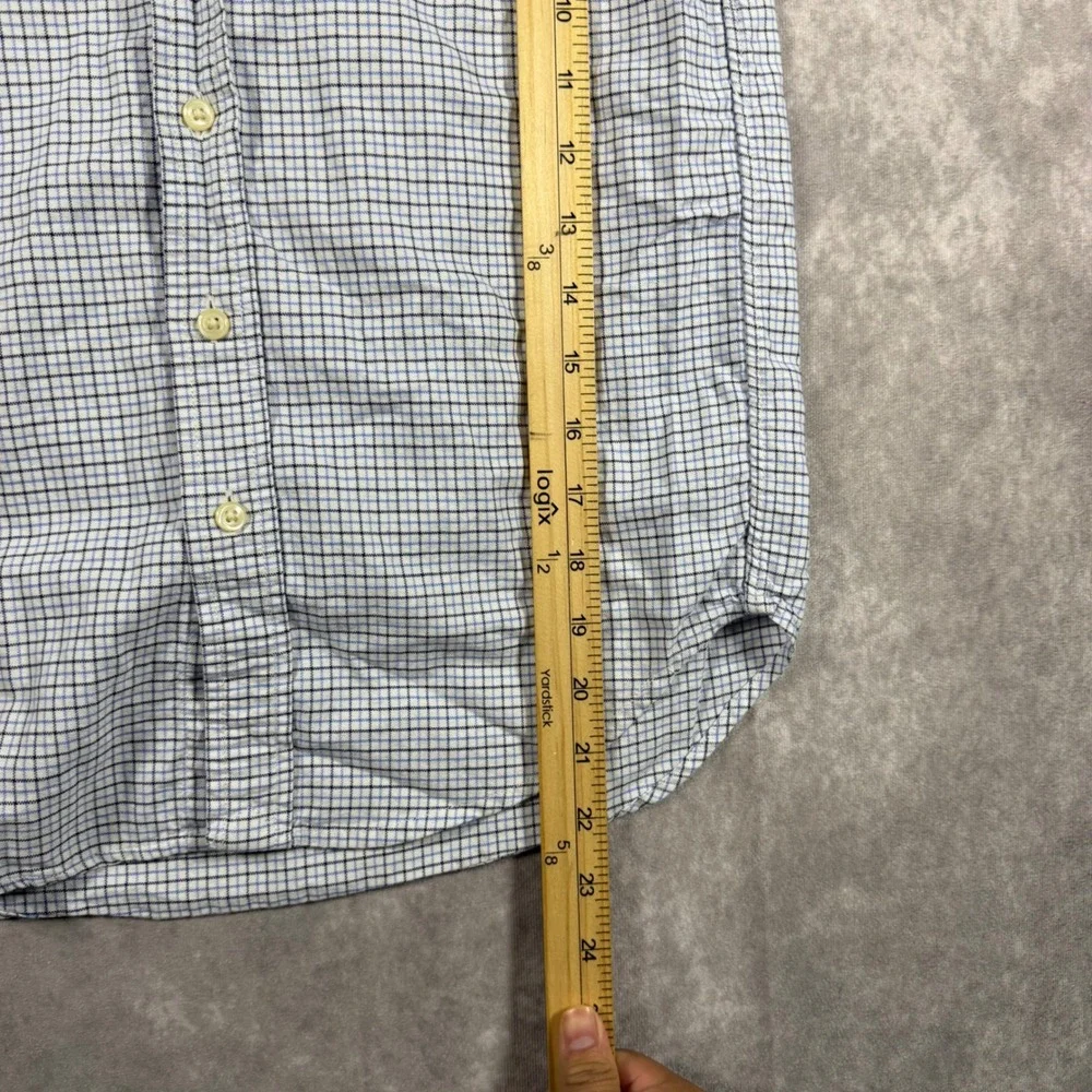 Ralph Lauren Boys Blue White Check Long Sleeve Button Down Shirt 10-12 Preppy
